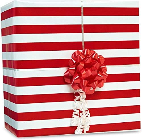 אריזת מתנה מודפסת פסים-ימי הולדת וחגיגה כללית, 16 'על 30, אדום, 1 יחידה