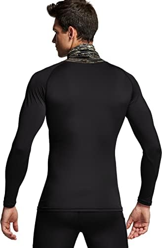 TSLA 1 או 2 חבילה של חולצות דחיסה של שרוול ארוך של גברים, חולצות דחיסה, מדומה/צוואר גולף ספורט חורף ריצה בסיס
