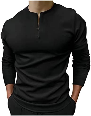 חולצות פולו רוכסן XZHDD לגברים, סתיו פסים חורפים רזים מתאימים לחולצת שרוול ארוך חולצה עסקית מזדמנת ללבוש