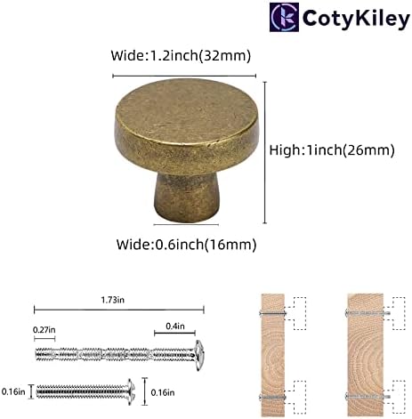 Cotykiley 10 חבילות עתיקות פליז ארון מטבח, מגירת מושכות ידיות מגירת פליז וינטג