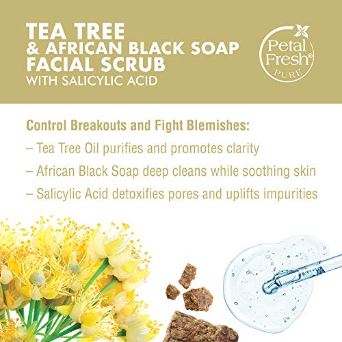 עץ תה טרי של עלי כותרת ושפשוף פנים סבון שחור אפריקאי, בקרת פגמים טהורה, טיפוח עור נקי, קרצוף פנים טבעי,