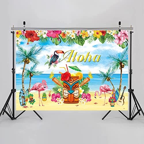 הוואי אלוהה רקע 7 * 5 רגל קיץ חוף טרופי פרח ואאו רקע לצילום כחול שמיים אוקיינוס פלמינגו דקל יום הולדת מוסיקלי