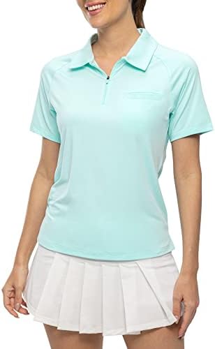 חולצות פולו לנשים TBMPOY חולצות שרוול קצר UPF 50+ רוכסן גולף אתלטי חולצות טיול חולצות ספורט יבש קלות יבש