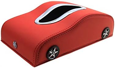 קופסת נייר מכונית, קופסת נייר יצירתית, דגם רכב אדום צורה קופסת רקמות עם עור משענת יד