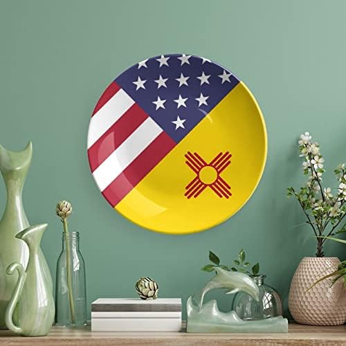 ארהב ניו מקסיקו דגל עצם סין סין צלחת קרמיקה קרמיקה מלאכה עם עמדת תצוגה לקישוט קיר משרד ביתי