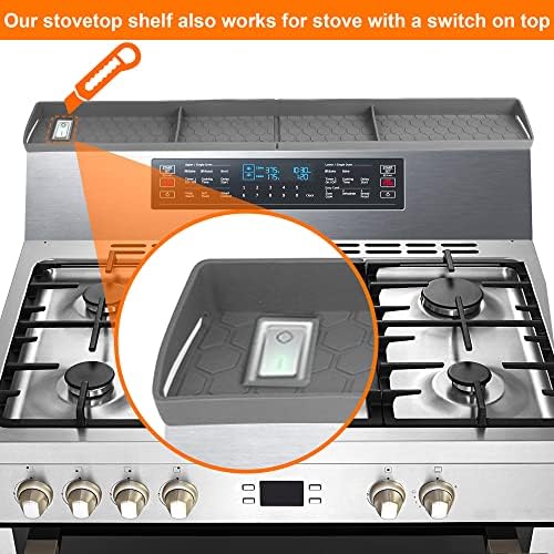מדף כיריים מדף מגנטי לכיריים למטבח 30 אינץ ', מדף תנור סיליקה ג'ל ללא צורך בהתקנה, אפור