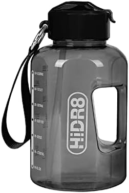 מוצרי Finelife HIDR8 בקבוק מים ספורט מוטיבציוני - 40 גרם עם קווי סמן זמן, להתייבשות עם ידית וקש לכושר, לחדר