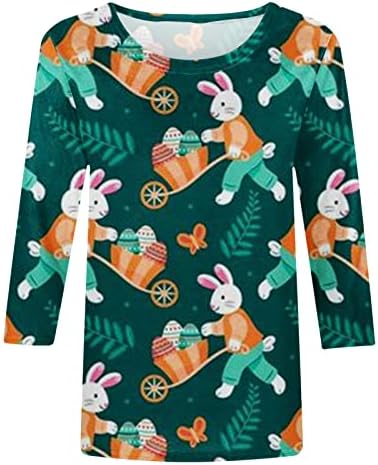 חולצת חג הפסחא בנות נשים קיץ אופנה צוואר עגול שלוש רבע רבע הדפס פסחא חולצות טיי חולצות