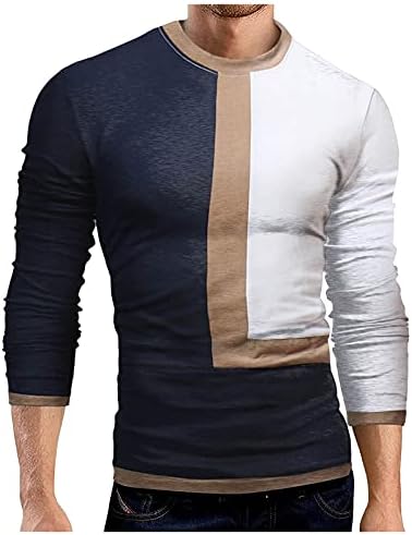 חולצות טריקו של שרוול ארוך של Beibeia, סתיו טלאים גיאומטריים בלוק צבע אתלטי טיי טריקו צמרות אימון ספורט