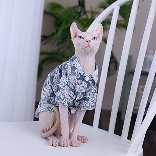 חולצת טריקו חתול ללא שיער נושמת כותנה קיץ כותנה חולצות הוואי