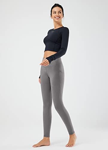 חליטת נשים מרופדות חותלות חורפיות מרופדות במותניים גבוהות מכנסי יוגה חמים תרמיים עם כיסים