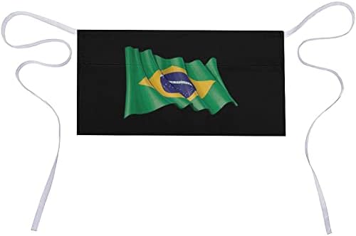 סינר המותניים של דגל ברזיל עם 3 כיסים חצי סינר סינר סינרים קצרים למסעדת מטבח ביתית בגודל אחד
