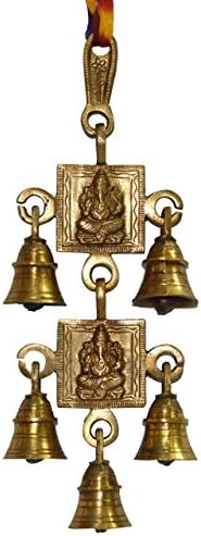Devyom בעבודת יד Shubh Labh God Ganesha/Ganesha Wall Hanging Bell Prass Prass Door Door Door, Shri Ganesh & Laxmi