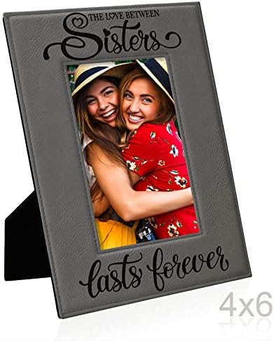 האהבה בין האחיות נמשכת לנצח - מסגרת צילום עור חרוטת - אחות גדולה, אחות קטנה, עוזרת הכבוד, מטרונית כבוד מתנות