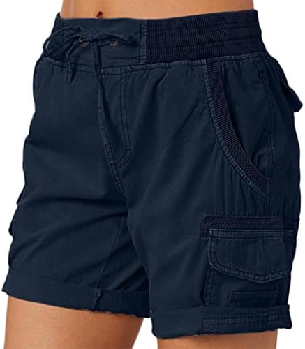 MMoneyake נשים מכנסי פשתן כותנה מכנסי מטען מותניים גבוהים מכנסיים רופפים מכנסיים אתלטים קצרים בקיץ מכנסי