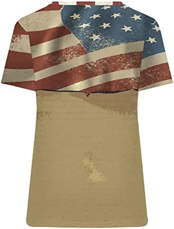 נערות נוער דלארסי ארהב דגל כוכב גרפי חולצות צוללות מחשנון חולצות צוואר מרובע חולצות טיול חולצות שרוול קצר בראנץ
