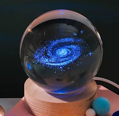 כדור גלקסי של גלקסי תלת מימד! מערכת סולארית מופעלת על ידי USB דגם בדולח עם עמדת מנורת LED! עיצוב חדר חלל חיצוני