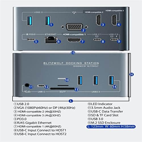 ZSEDP 14-in-1 USB C תחנת עגינה מחשב אביזרי מחשב Extensor USB רכזת נייד אביזרים סוג C SD/TF משבצת
