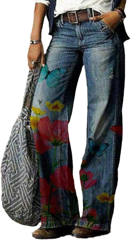 UKTZFBCTW מכנסי מטען בגדי אביב נשים בגדים הדפסים אתני בסגנון אתני סתיו סתיו סתיו אלגנטי 2A XL