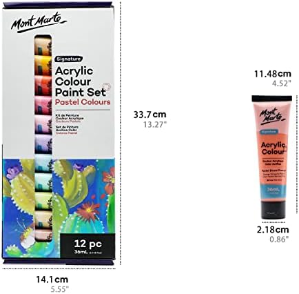 סט צבעי פסטל בצבע אקרילי מונט מארטה חתימה 12 יחידות על 36 מיליליטר, סט צבעי אקריליק פסטל קרמי,