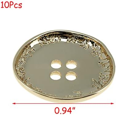כפתורי תפירה מתכתיים של Hevstil 10 יחידים, 4 חורים סגסוגת זהב כפתורי בגדי כפתורי מעיל מתכת דקורטיביים כפתורי