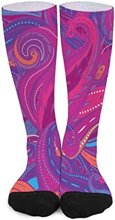 פרחוני פייזלי הודי מודפס צבעוני תואם גרביים אתלטי ברך גרביים גבוהים לגברים נשים