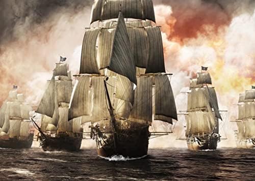 בלקו 12 על 8 רגל בד רקע ספינת פיראטים עתיק ספינת מפרש ספינת תענוגות שיט צי רקע שמיים קודרים אוקיינוס