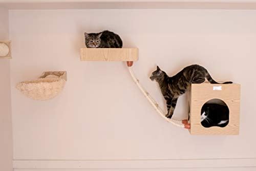 סדרת שריטות קיר של חתול ארמרקט: עץ 1907ב עם דירה, מוט, ומוט רך, בז ' טבעי