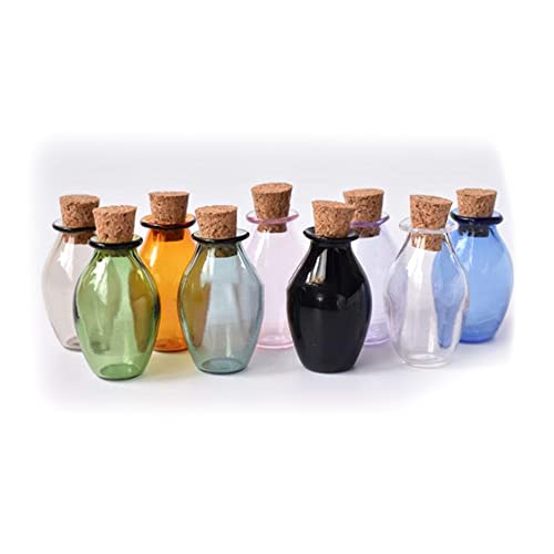 2 יחידים מיני בקבוקי צבע זכוכית עם פקק פקק בקבוקים קטנים מתנה צנצנות קטנטנות המבקשות בקבוקים, ורוד
