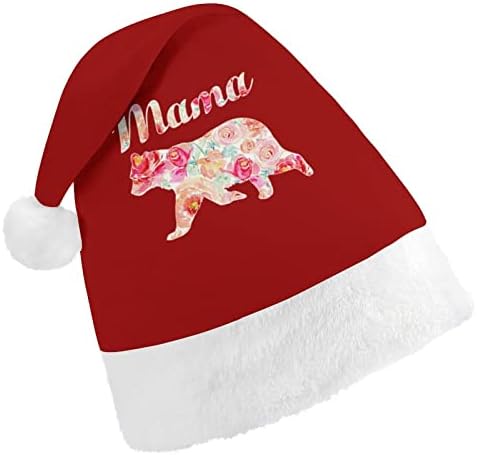 אמא דוב פרחוני חג המולד כובע רך קטיפה סנטה כובע מצחיק כפה עבור חג המולד לשנה חדשה חגיגי מפלגה
