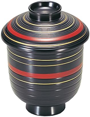 Wakaizumi Lakquerware 1-155-3 קערה בטוחה למדיח כלים, קערת פטריות קטנה, שנת דו צבעונית שחורה