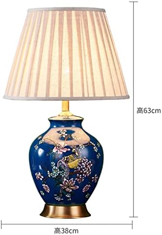 מנורת שולחן קרמיקה כחולה רומנטית עבה לסלון חדר שינה מנורת מיטה ליד מיטה