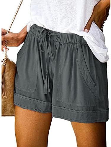 מכנסיים קצרים לנשים פלוס גודל מזדמן שרוך רופף מכנסיים קצרים מותניים אלסטיים נוחים קיץ אימון חוף