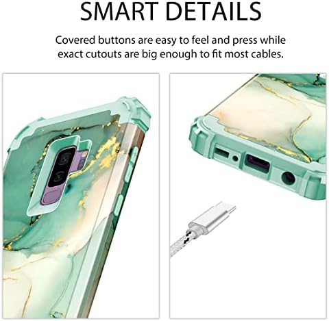 Rancase for Galaxy S9 Plus Case, שלוש שכבות כבד הגנה חסין הלם פגוש פלסטיק קשיח +מארז מגן גומי סיליקון רך