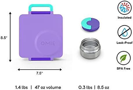 קופסת ארוחת הצהריים הבנטו המבודדת של Omie Omiebox עם תאי צנצנת מזון של דליפה, שני אזורי טמפרטורה, גודל