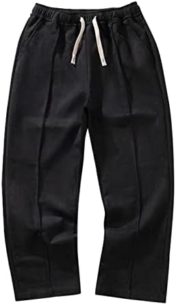 מכנסי קמטים תפורים גברים כל העונה מתאימים מכנסיים מזדמנים כל צבע אחיד רופף פלוס מכנסיים בגודל מכנסי