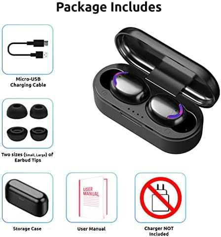 Volt Plus Tech Travel Travel אלחוטי V5.1 אוזניות התואמות לאלקטל שלך לעומת מקרה מיקרו דק מעודכן עם Quad
