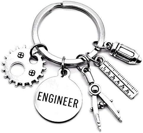 מהנדס במחזיק מפתחות מכאני מהנדס עיצוב הנדסת סיום הילוך קסם שליט מצפן עיפרון מהנדס מורה מתנה מתמטיקה הנדסת