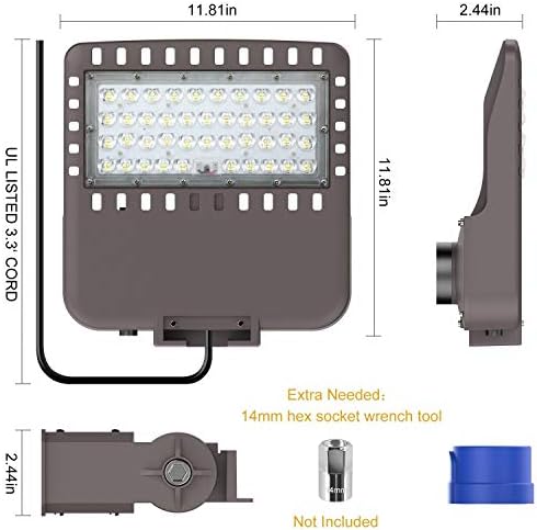 OAYATACO 150W LED חניון LIGHT- 21000LM, ETL מוסמך IP66 תאורת שטח LED מסחרית, תאורת מוט 5000K עם