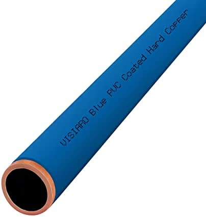 צינור נחושת קשיח מצופה Visiaro Blue PVC, 1MTR, DIA חיצוני 3/8 אינץ ', עובי קיר 16 SWG, ציפוי PVC