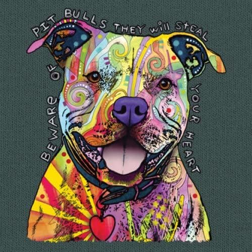 היזהר מחולצת טריקו של פיטבול דין רוסו אמנות צבעוני כלבים חמודים