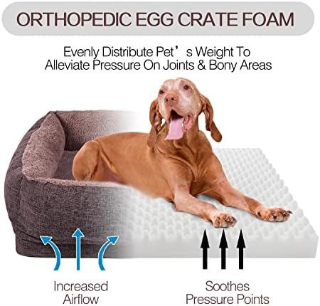מיטת כלבים של קצף ביצה MFOX עם בסיס קצף צפיפות גבוהה להקלה במפרק אורטופדי - כסא ארגזים, ספת כלבים או מיטת