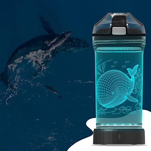 מתנות לוויתן, בקבוק מים להדליק לילדים עם עיצוב ווייל אוקיינוס ​​3D- 14 עוז טריטאן BPA חינם ידידותי לסביבה-