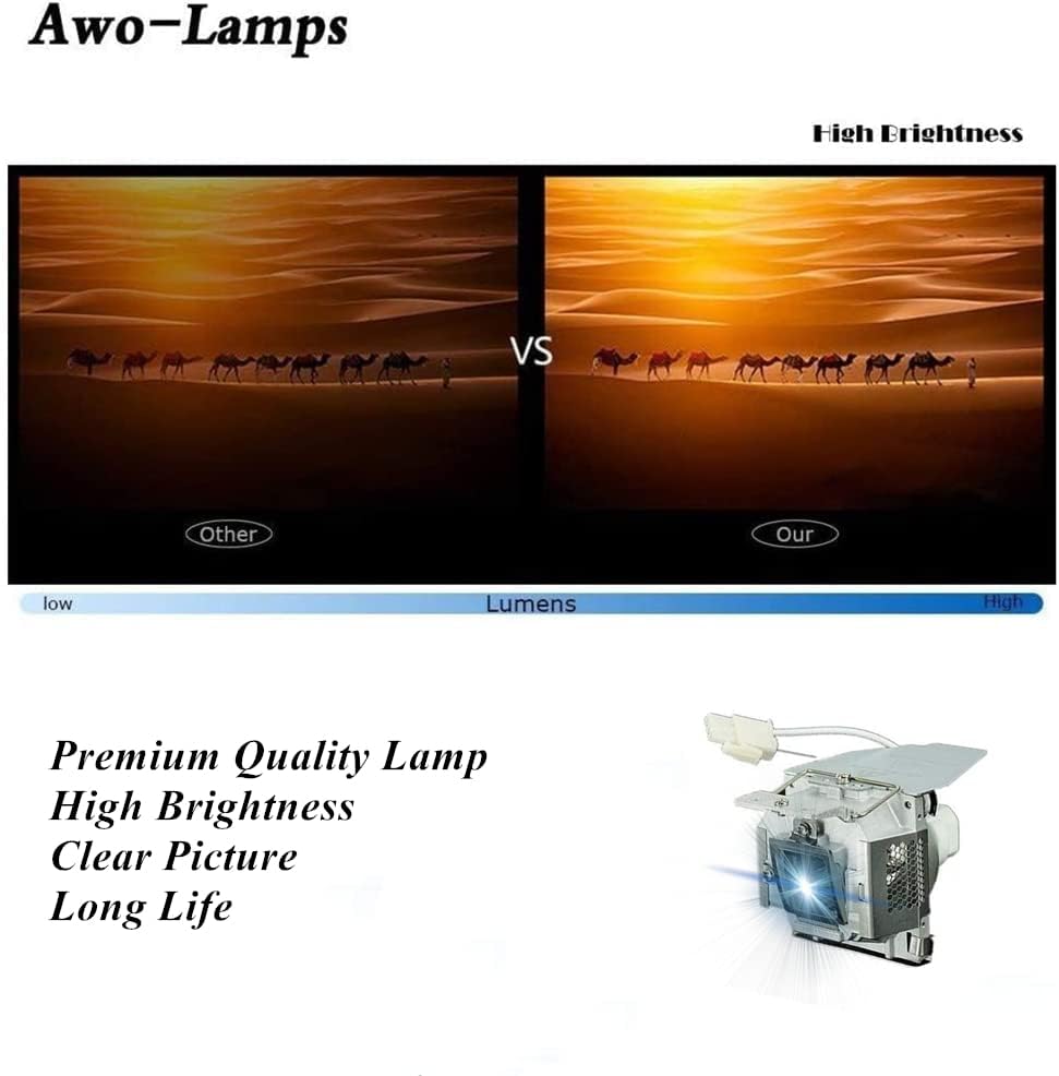 AWO מקרן מקורי נורת מנורה RLC-055 / RLC-056 / RLC-058 עם דיור מתאים ל- Viewsonic PJD5122 PJD5152 PJD5352