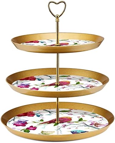 עוגת עומד סט של 3, ציפור פרפר ופרח על סניף הכן תצוגת שולחן קינוח דוכן הקאפקייקס לחתונה תינוק