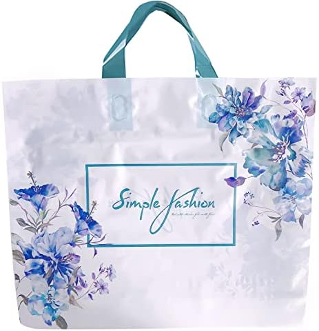 Yekoleyo 50 חבילה שקיות סחורה של פרחים כחולים 12 x 15 אינץ