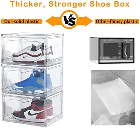 נעל אחסון קופסות ברור פלסטיק לגיבוב, 3 חבילה אקריליק מודולרי נעל ארגונית עבור ארון, נעל מכולות מקרה