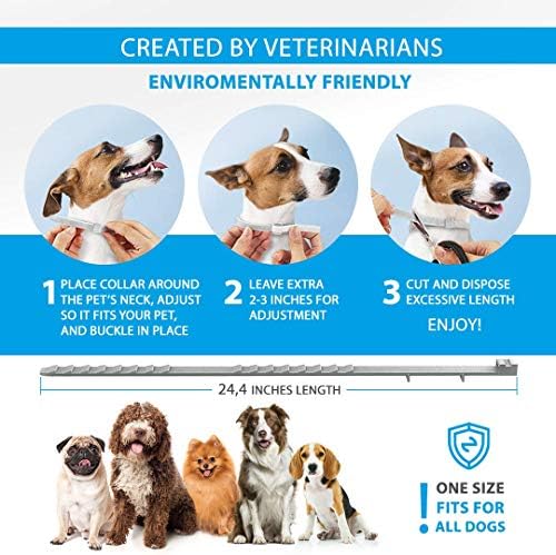 כלב פשפשים וקרציות צווארון מתכוונן מניעת לכלבים גדולים וקטנים, כלבים פשפשים טיפול, 24.4 ב, 2 חבילה
