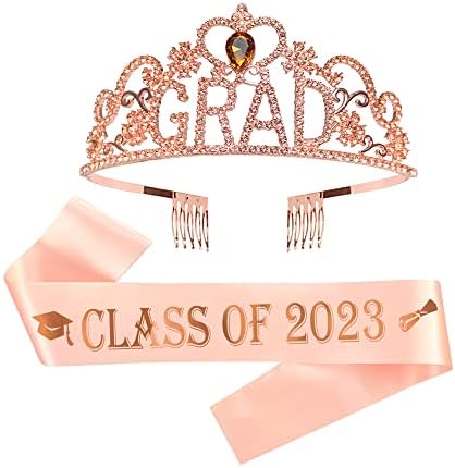 גוטגלה 2023 מסיבת סיום אספקת עלה זהב סיום נסיכת גראד כתר נזר וכיתה של 2023 כתם אבנט עבור בנות