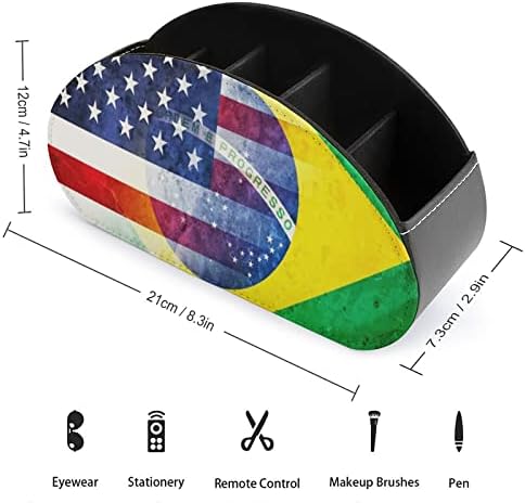 וינטג 'ארהב ודגל ברזיל עור PU מחזיקי שליטה רחוקים של שולחן העבודה של מארגן שולחן אופנה עם 5 תא עם
